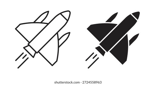 Icono del transbordador espacial en estilo doodle y stroke.