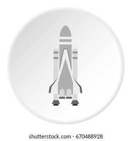 Space shuttle icon in flat circle isolated vector illustration for web