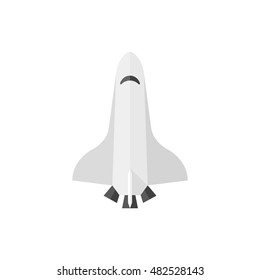 Space shuttle icon in flat color style. Exploration, satellite carrier, astronaut 