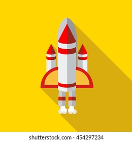 Space shuttle icon in flat style on a yellow background