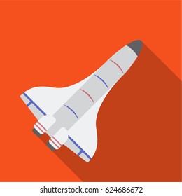 Space shuttle icon in flate style isolated on white background. Space symbol stock vector illustration.