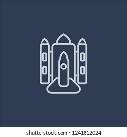 Space shuttle icon. Space shuttle linear design concept from Astronomy collection. Simple element vector illustration on dark blue background.