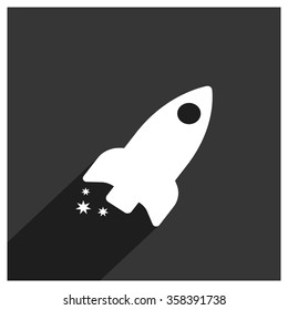 Space Shuttle Icon. long shadow icon