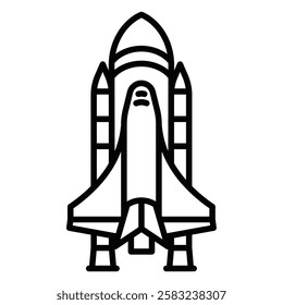 Space shuttle icon in outline style, vector illustration. Editable stroke.