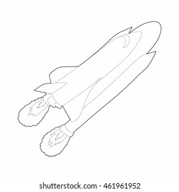 Space shuttle icon in outline style on a white background