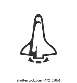 Space shuttle icon in single color. Aviation aircraft astronaut technology mission