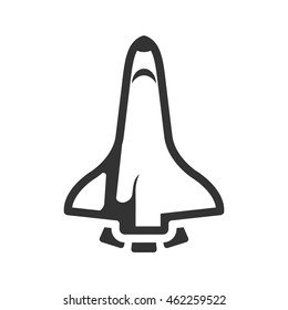 Space Shuttle Icon In Single Grey Color. Exploration, Satellite Carrier, Astronaut