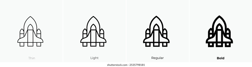 space shuttle icon. Thin, Light Regular And Bold style design isolated on white background