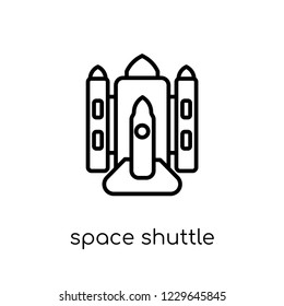 space shuttle icon. Trendy modern flat linear vector space shuttle icon on white background from thin line Astronomy collection, outline vector illustration