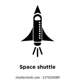 Space shuttle icon vector isolated on white background, logo concept of Space shuttle sign on transparent background, filled black symbol