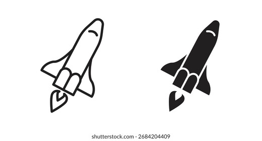Space shuttle icon for web designs. outline and clipart icons set
