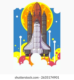 Space Shuttle Illustration. Premium vector art illustration with each object having its own customizable layer. Background can be removed. even can be a wall sticker.