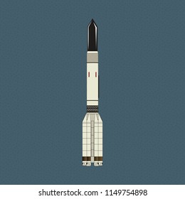 Space shuttle illustration. Stock vector illustration in flat design style. Stock vector isolated on dot background.