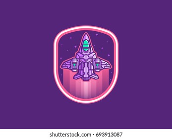 Space Shuttle Launch. Space badge. Mission badge patch. Space emblem vector
