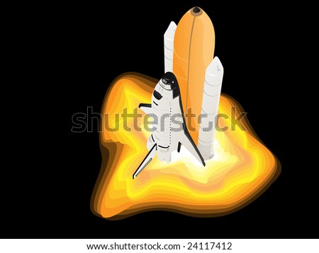 Space Shuttle Launch Burners on Black Background