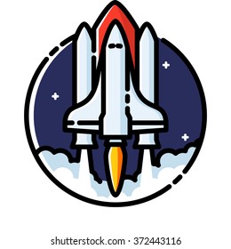 Space Shuttle launch, colored outline icon.