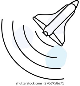 Ilustración del lanzamiento del transbordador espacial con trayectoria curva y fondo simple