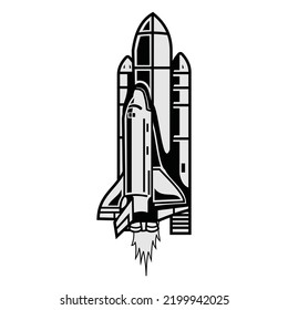 space shuttle launch isolated on a white background