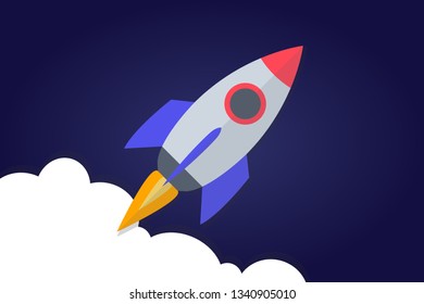 Space shuttle launch to the Night Sky,Success Idea Concept, illustration  vector