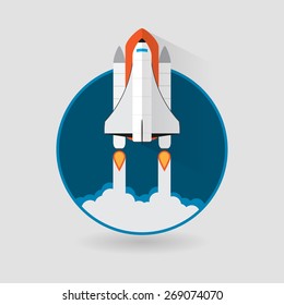 Space Shuttle Launch. Spaceship and space background