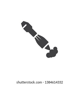 Space shuttle launch vector icon. filled flat sign for mobile concept and web design. Rocket flying glyph icon. Spacecraft, Spaceship symbol, logo illustration. Pixel perfect vector graphics