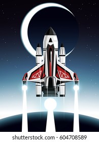 space shuttle launching from earth to moon