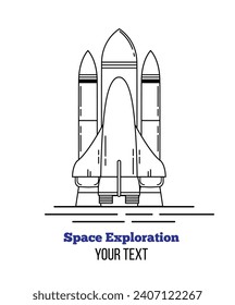 Space Shuttle Line Art. Science and universe exploration topic vector