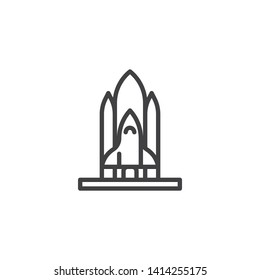Space shuttle line icon. linear style sign for mobile concept and web design. Rocket launch outline vector icon. Symbol, logo illustration. Vector graphics