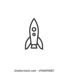Icono de línea de lanzadera espacial. signo de estilo lineal para concepto móvil y diseño web. Icono del vector de contorno de cohetes de naves espaciales. Símbolo, ilustración del logotipo. Gráficos vectoriales
