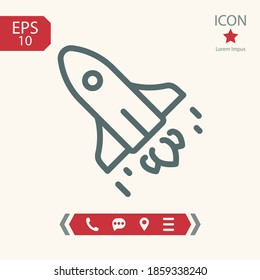 space shuttle line icon, outline vector illustration.