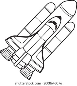 Space Shuttle Line Vector Illustration Isolated On White Background.rocket Sketch