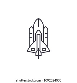 Space shuttle linear icon concept. Space shuttle line vector sign, symbol, illustration.