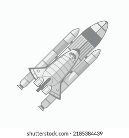 space shuttle lineart flat design on white