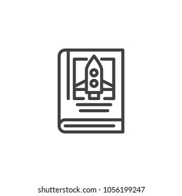 Space shuttle manual book outline icon. linear style sign for mobile concept and web design. Space education simple line vector icon. Symbol, logo illustration. Pixel perfect vector graphics