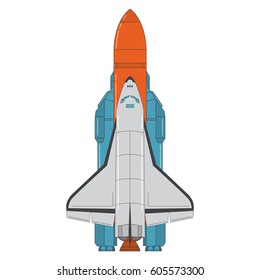 Space shuttle. Missile launch. Concept design an icon rocket. Flat line art vector.Rocket launch.A design element for a game.Aerospace ship.