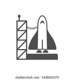 space shuttle on spaceport vector icon isolated on white background. space shuttle flat icon for web, mobile and user interface design