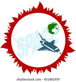 Space shuttle in outer space. The illustration on a white background.