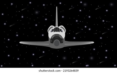 Space shuttle in outer space. Vector illustration