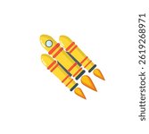 Space shuttle outlined in white travels upwards from round planet orbit to sky in comic style future clipart emblem design circle spaceship cosmic launch symbol vector rocket transportation

