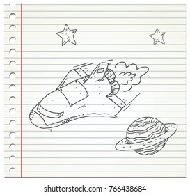 space shuttle with planet and star
