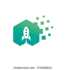 Space Shuttle Rocket Launch Data Hexagon Vector