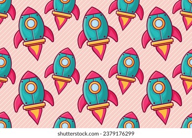 space shuttle rocket seamless pattern vector illustration 