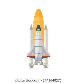 Space shuttle, rocket spaceship for galaxy discovery mission of astronaut vector illustration