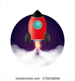 Space shuttle. The rocket takes off. Vector.