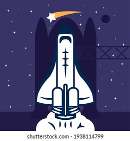 lanzadera espacial y estrella de tiro