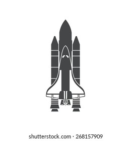 Space Shuttle, silhouette, vector illustration, isolated on white background