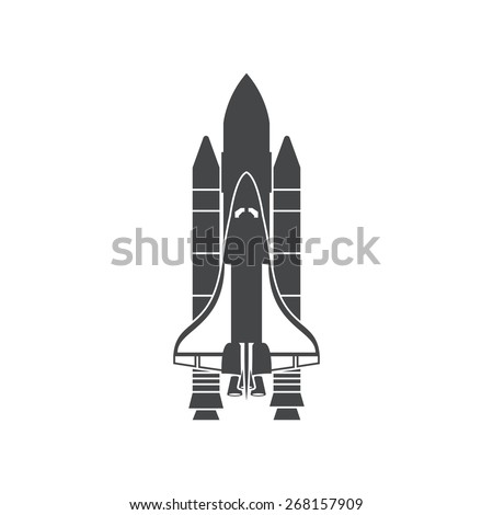 Space Shuttle, silhouette, vector illustration, isolated on white background