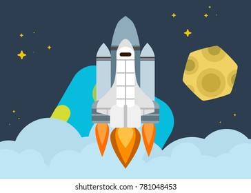 space shuttle soars into orbit earth bright illustration vector work