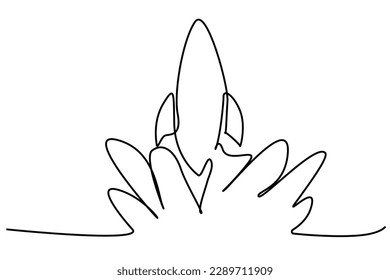 space shuttle spacecraft starting fly moving strong fast smokes line art