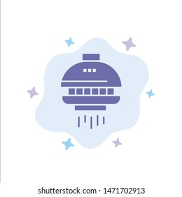 Space, Shuttle, Spacecraft, Ufo Blue Icon on Abstract Cloud Background